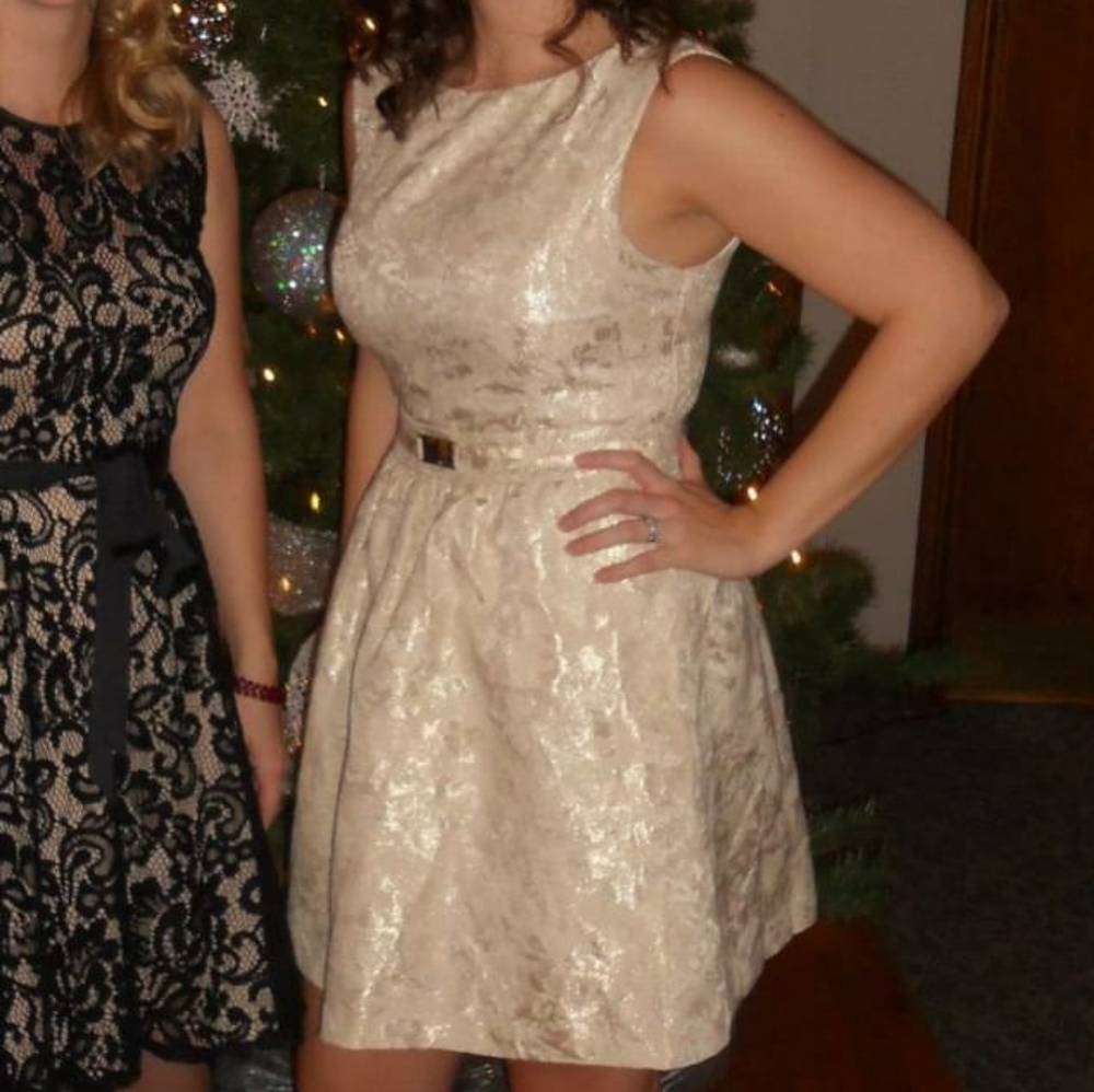 Jennifer Lopez Champagne Brocade Dress